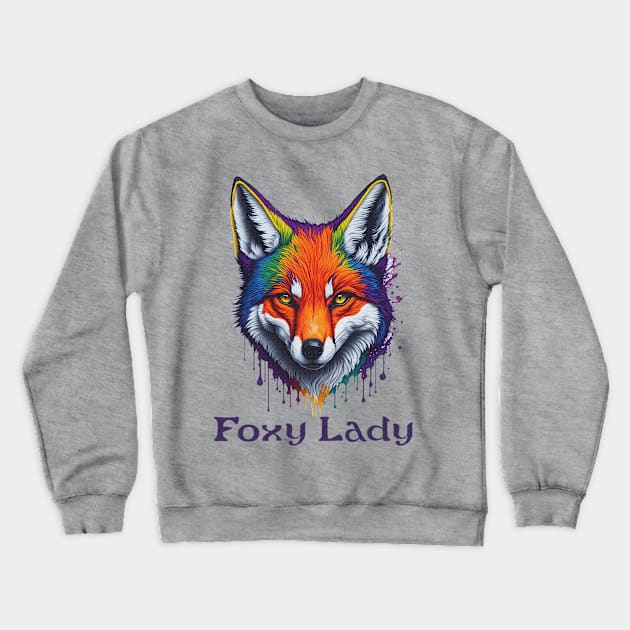 Foxy Lady Crewneck Sweatshirt by Whole Lotta Pixels